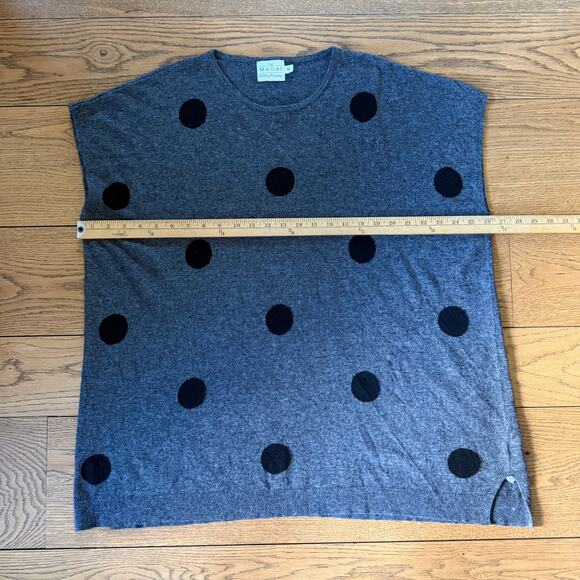 Masai Clothing Co Gray Black Polka Dot Sweater Tunic Top Medium Merino Blend - Picture 7 of 9